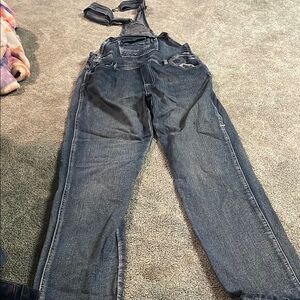 Blue Denim Overalls with Vintage Distressing